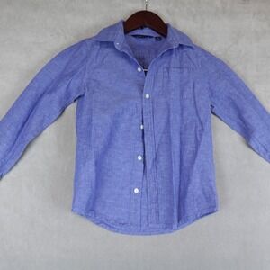 Janie & Jack Shirt Linen Blend Size 6 Blue Long Sleeves Button Up